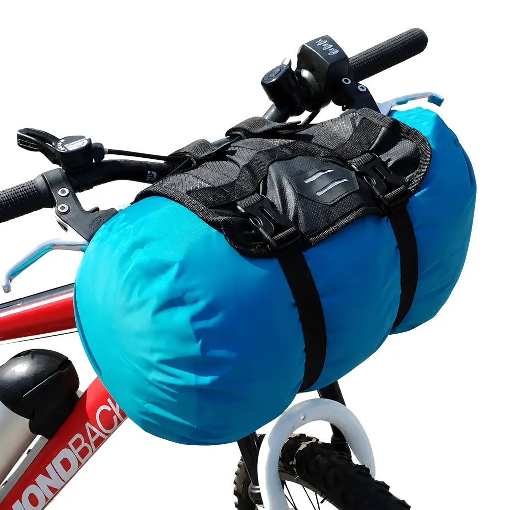 Blue Bike Handlebar Bag 15L Dry Bag Set with Roll Sleeve and Shoulder Strap