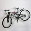 bicycle mounted on a garage wall