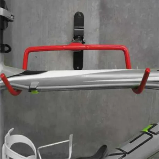 cross bar of bike on wall rack