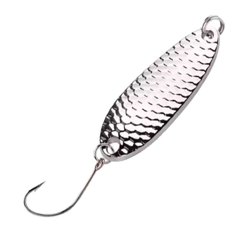 Silver trout spoon lure for overcast or shadowed stream fishing in NZ