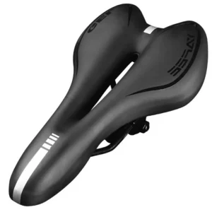 top angled view of gel bike saddle showing ventilation hole