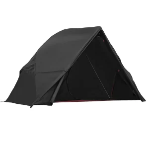 black knight lightweight camping tent with both doors rolled up