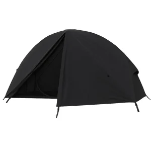 black knight tent with one outer door rolled up