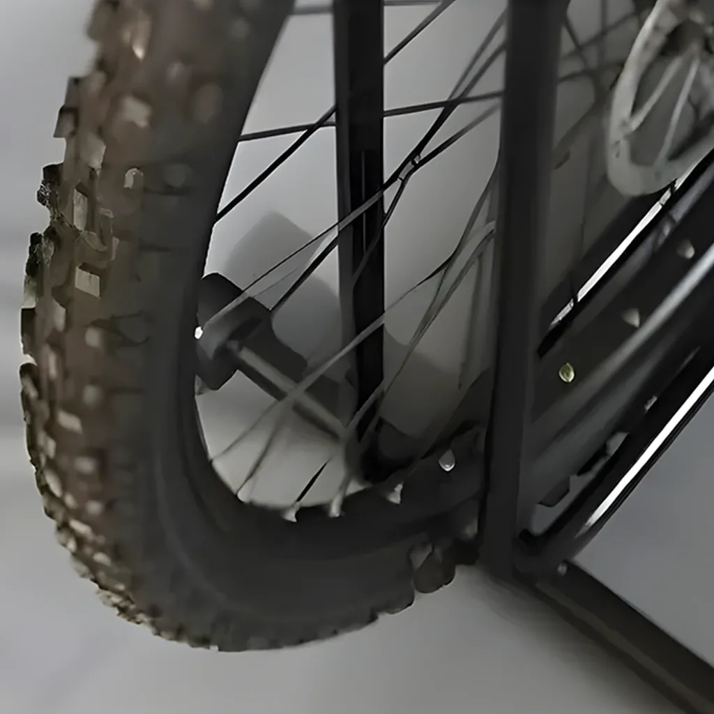 rear wheel of bicycle in portable bicycle stand