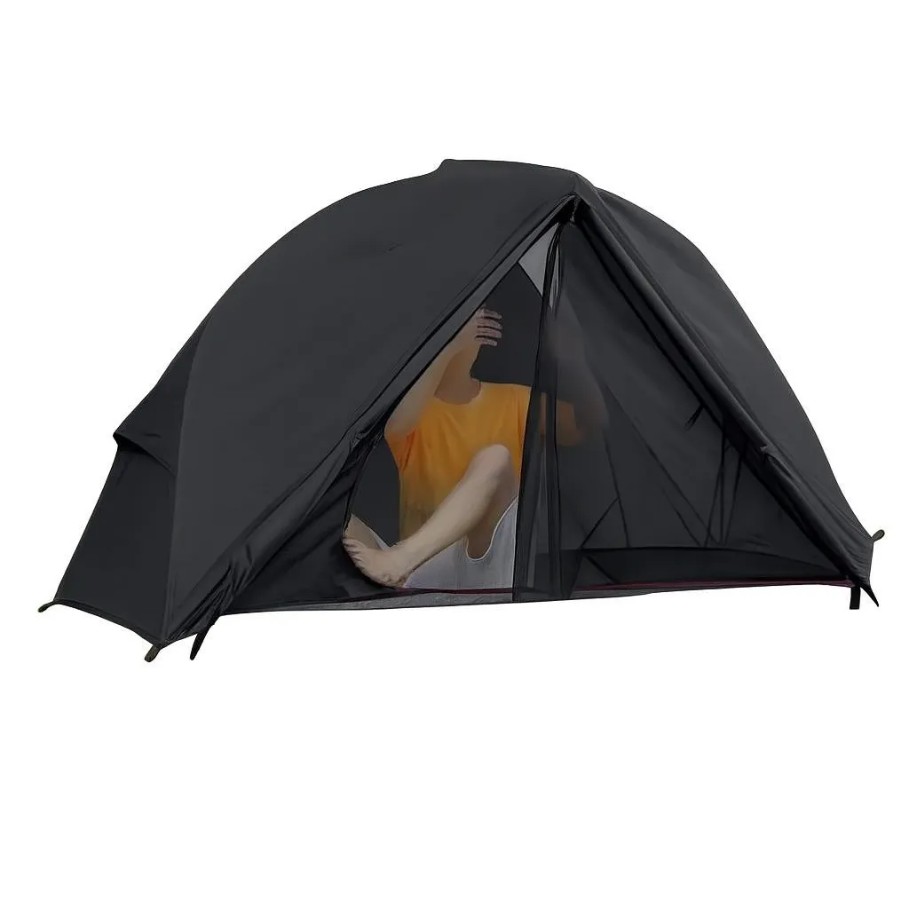 vuno black knight lightweight tent with someone inside