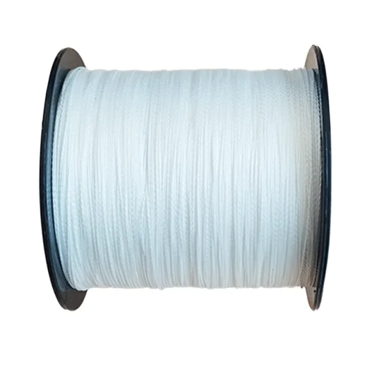 Side view of 300 m spool of 30LB braided fishing line