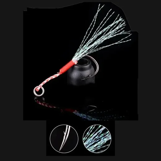 close up image of hook used in coastal lures set