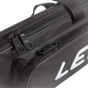 Stitching and pocket detail on black 70cm fishing bag