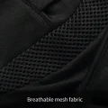 Close up of breathable black mesh ventilation fabric on the shorts