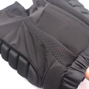 Folded interior view showing mesh ventilation sections and stretch fabric panels.