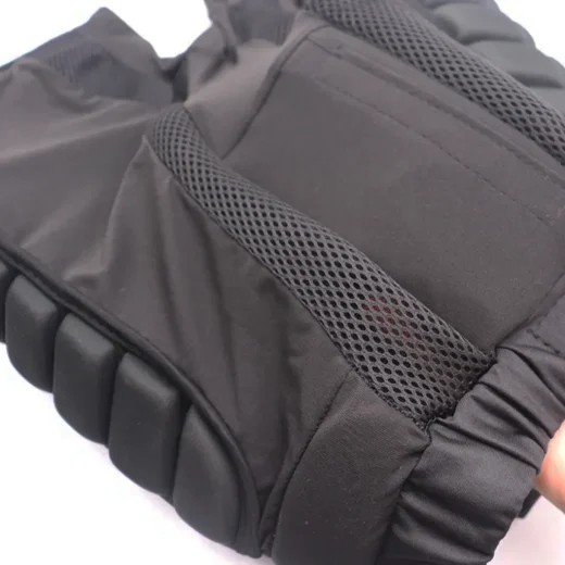 Folded interior view showing mesh ventilation sections and stretch fabric panels.