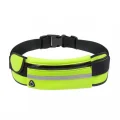 Hi-vis belt for running with phone showing zip pocket, reflective strip and bottle holder