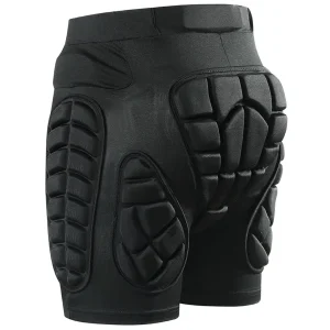 Rear angled view showing tailbone protection pad and side hip pads