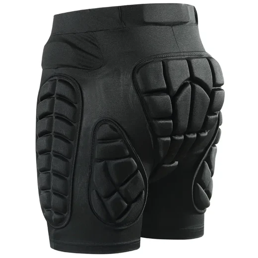 Rear angled view showing tailbone protection pad and side hip pads
