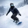 man snowboarding with an adsports CEFATU-S balaclava