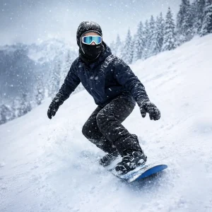 man snowboarding with an adsports CEFATU-S balaclava