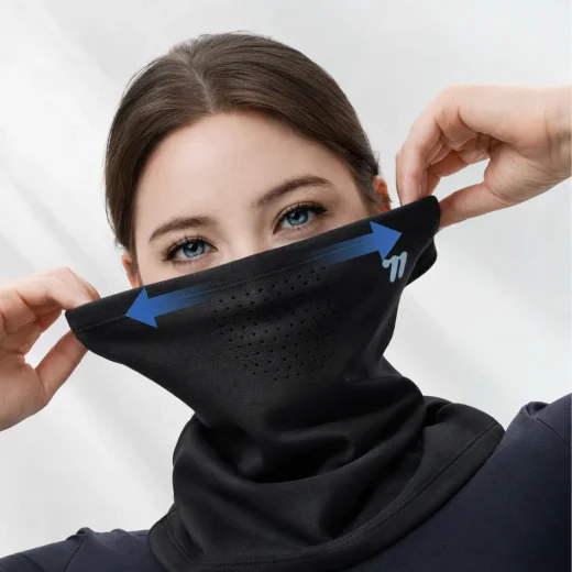 stretchable face and neck warmer for outdoor winter activities