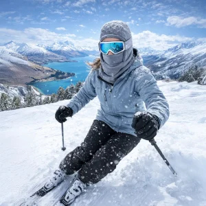 woman wearing adsports CEFATU-S balaclava skiing