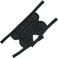 Black adjustable hip and tailbone protector pad shown from front and flat strap view for snowboarding and skiing