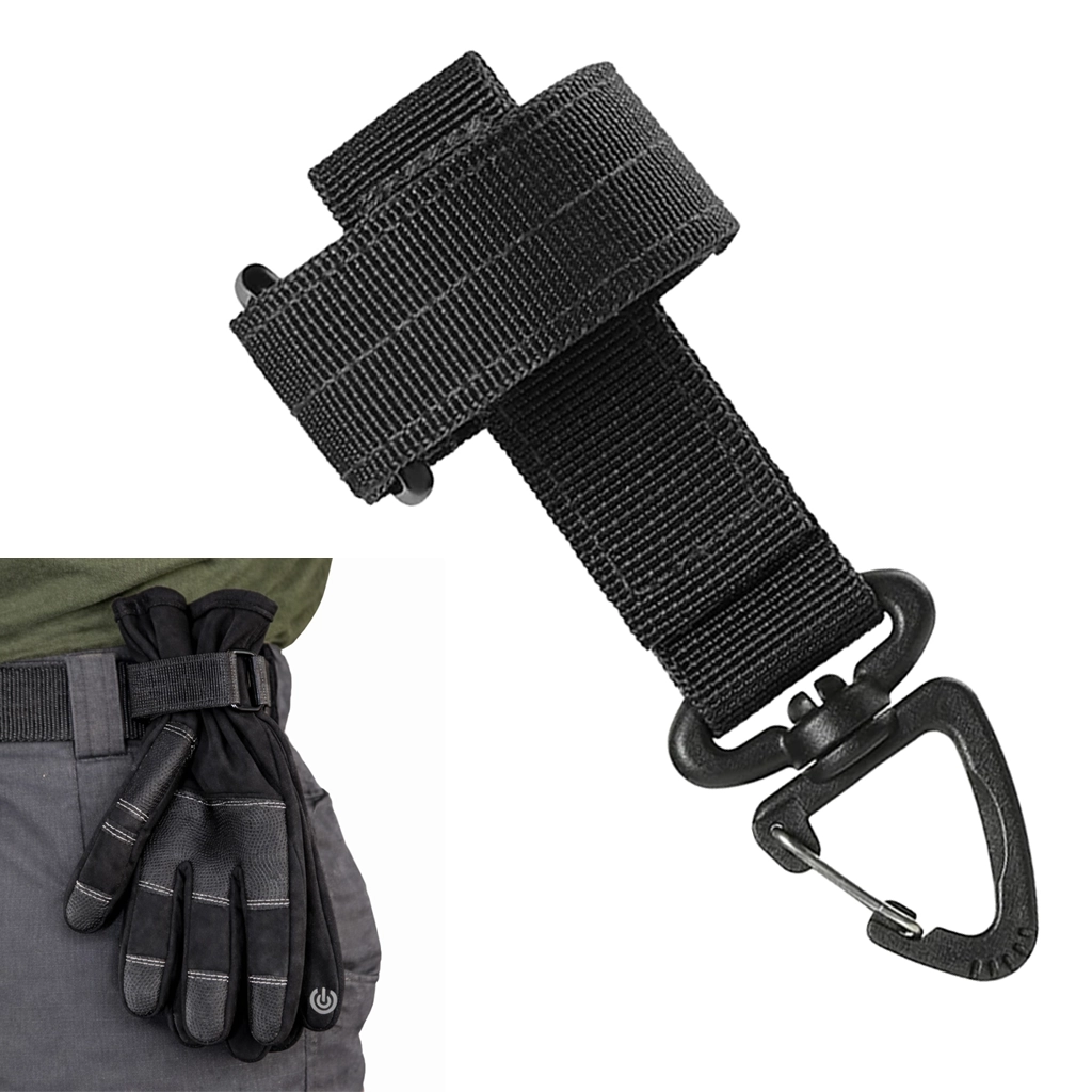 Glove Strap Loop Hook Black Nylon ABS Belt Glove Holder Clip