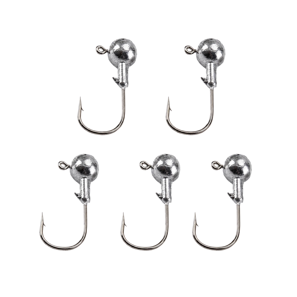 10g Jig Heads 5 Pack Ball Head Soft Bait Hooks with Line Eye and Bait Keeper