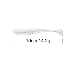 Suckerme white glitter soft lure size guide showing 10cm length and 4.2g weight