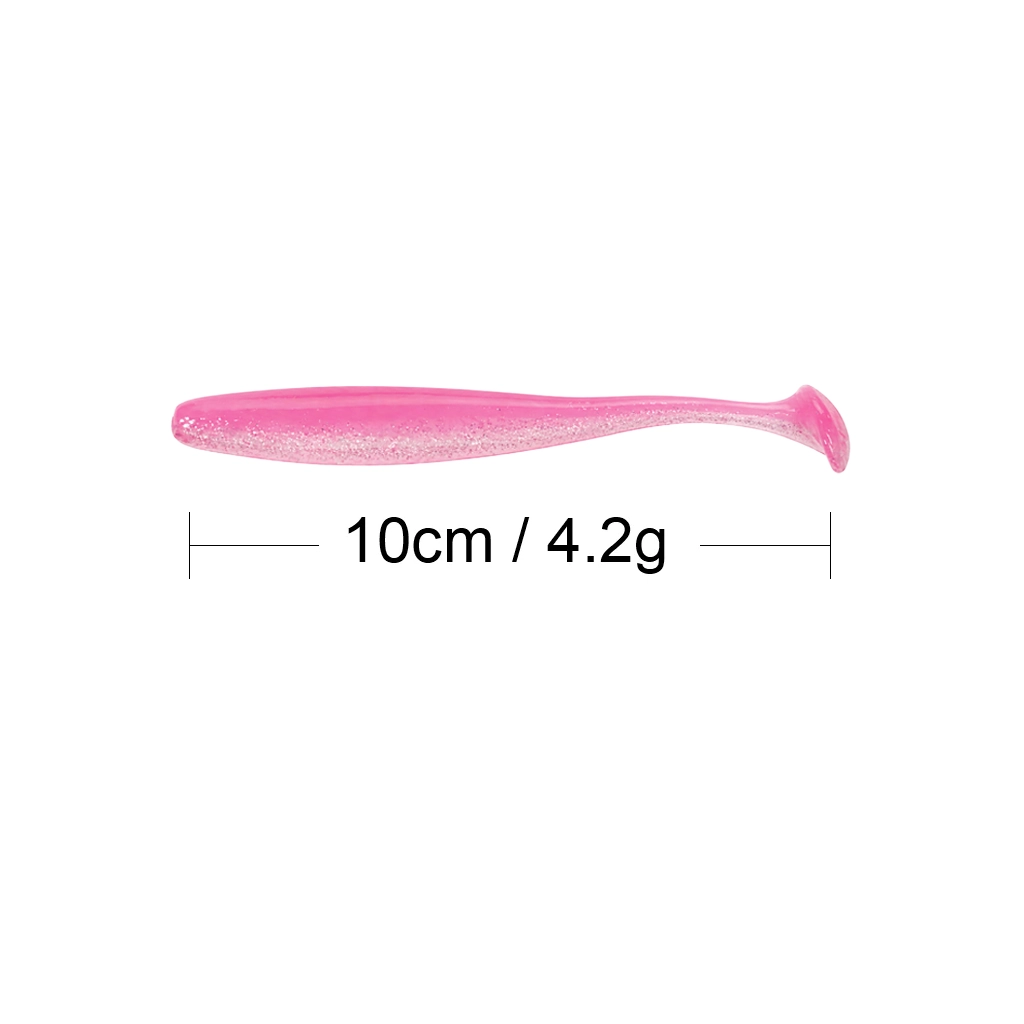 Suckerme 10cm pink soft lure with 4.2g size guide on a white background