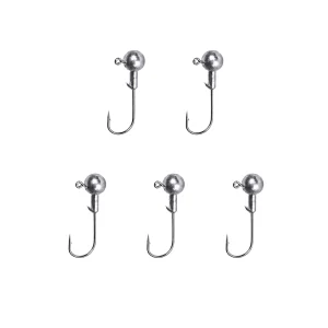 5g Jig Heads 5 Pack Ball Head Soft Bait Hooks with Line Eye and Bait Keeper