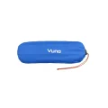 Blue Vuno hiking sleeping mat packed inside its compact storage bag with drawstring cord