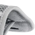 Close-up of grey wrist splint inner padding and stitched fabric edge