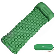 5cm Ultralight Camping Mat with Pillow Green Inflatable Sleeping Pad 190 x 60 cm 690g