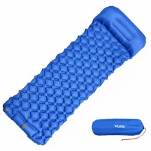 5cm Ultralight Camping Mattress Blue Inflatable Sleeping Mat with Built-In Pillow 190 x 60 cm 690g