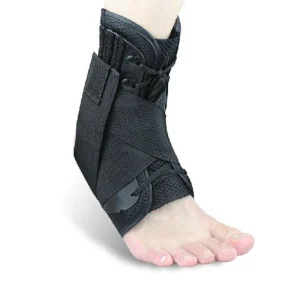 Ankle Strap Support Brace Black Neoprene Adjustable with Aluminium Splints