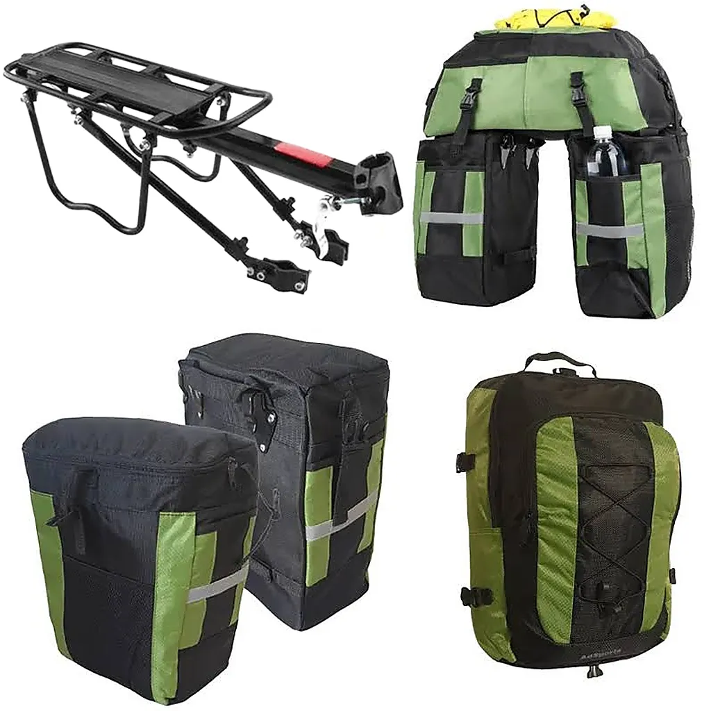 Bicycle Pannier Bags with Rack PB70L 70L 3 Piece Touring Bag Set with Rain Cover