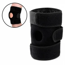 Knee Support Brace Adjustable Black Open Patella Knee Brace with Velcro Straps 60 x 20cm