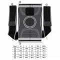 Knee sleeve measurement chart showing size points and large size dimensions