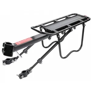 Pannier Rack 50kg Black Aluminium Alloy Rear Bike Carrier with Guardrails and Reflector