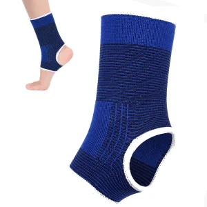 Ankle Brace Compression Sleeve Blue Cotton 19 x 8cm Pull-On Ankle Support