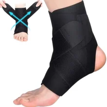 Ankle Support Brace with Figure-8 Straps and PE Stabiliser – Adjustable One Size, Black