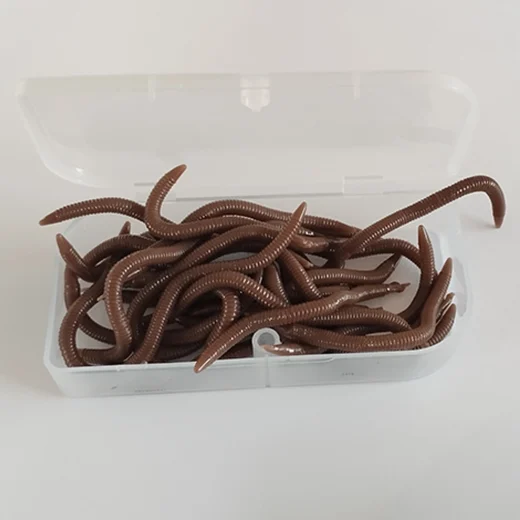 Brown 7.5cm scented soft plastic worm lure from the 30-piece freshwater fishing pack
