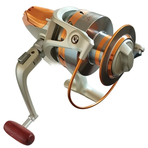 EF9000 alloy fishing reel close-up showing the front spool, bail wire and reel frame