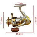 EF9000 surf casting fishing reel side profile with product dimensions shown on a white background