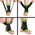 Four-step demonstration showing how to wrap the ankle brace straps