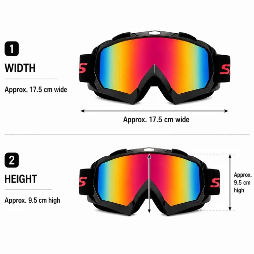 Rainbow Tint Ski Goggles measurements