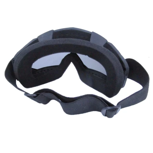 Rear view of Grey Tint Snow Goggles showing the soft face padding and adjustable black head strap
