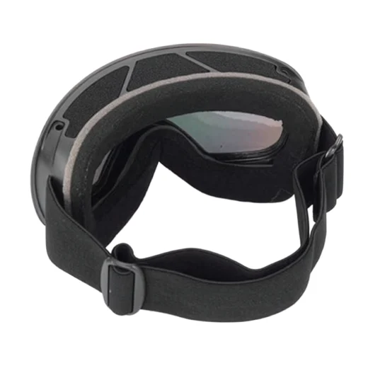 Rear view of mirror snow goggles showing the internal face padding and wide adjustable-style strap
