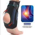 Rear view of the ankle brace showing the open heel and upper fastening strap