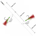 Red flasher rig length guide showing hook spacing, hook line length and lower sinker section