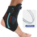 Side view highlighting the flexible spring support strip in the ankle brace