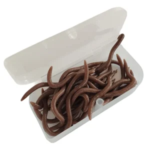 30 Pack Scented Soft Plastic Worm Lures 7.5cm – Brown Freshwater Fishing Baits